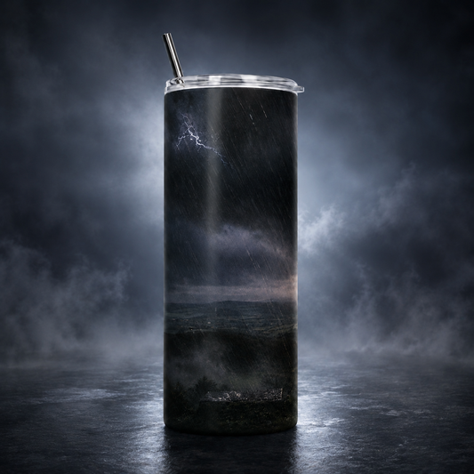 Rain Down on Me 20oz Skinny Tumbler – Dark Storm Music-Inspired Cup