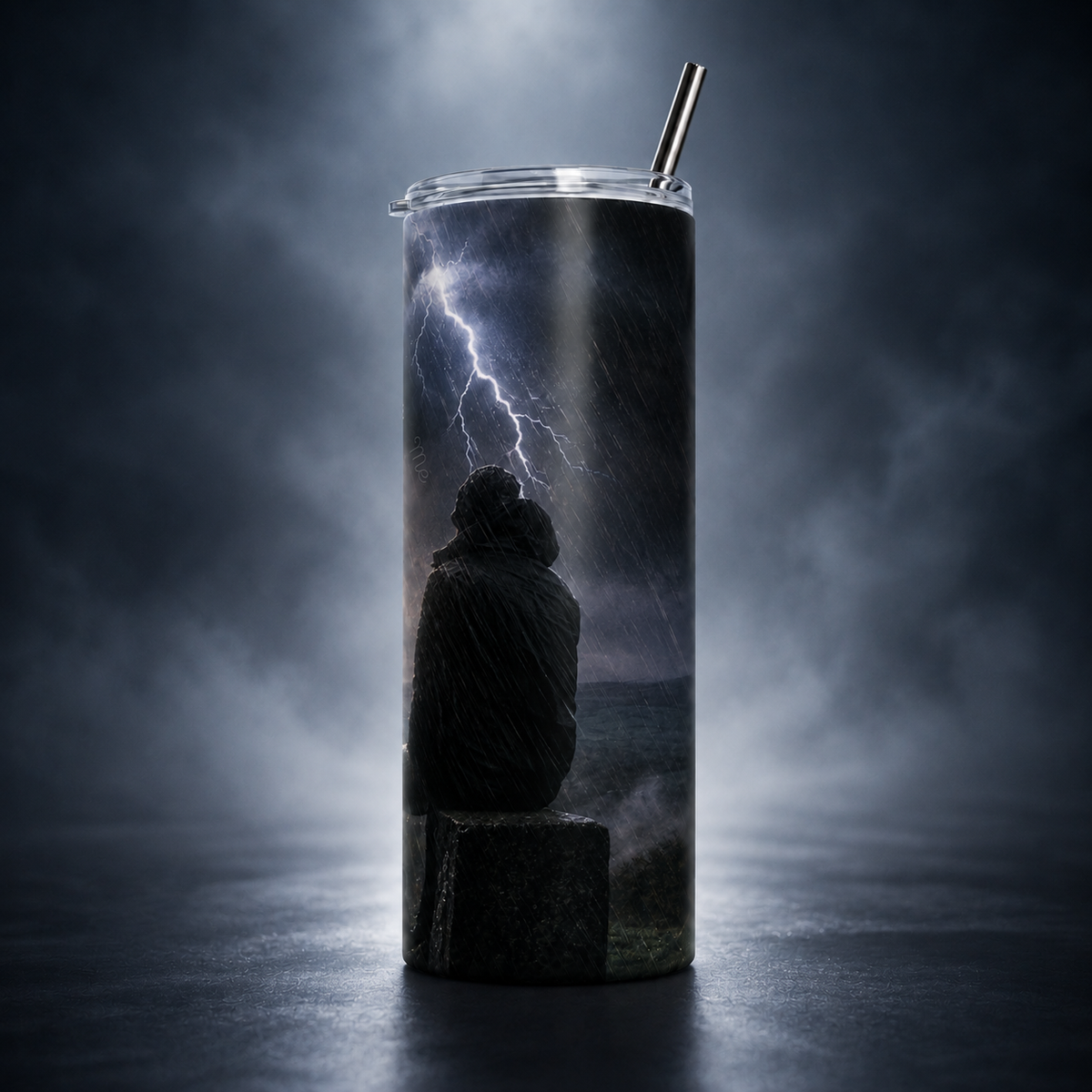 Rain Down on Me 20oz Skinny Tumbler – Dark Storm Music-Inspired Cup