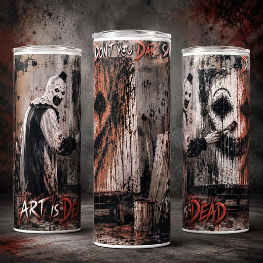 Art the Clown Horror Tumbler | Terrifier Style 20oz Skinny Cup (Full-Wrap Design)