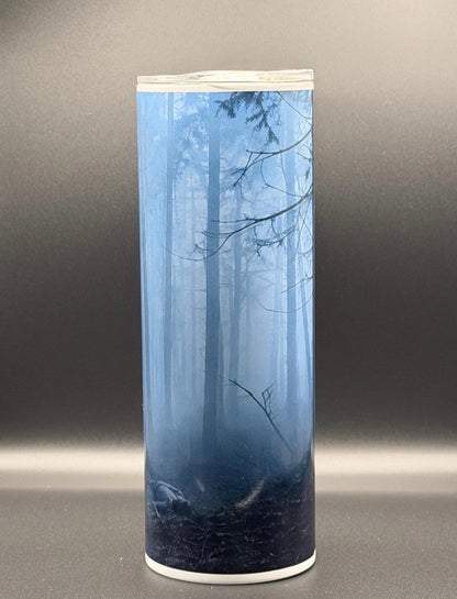 Siren Head Inspired Horror Tumbler | Creepy Foggy Forest 20oz Skinny Cup | Cryptid Horror Gift