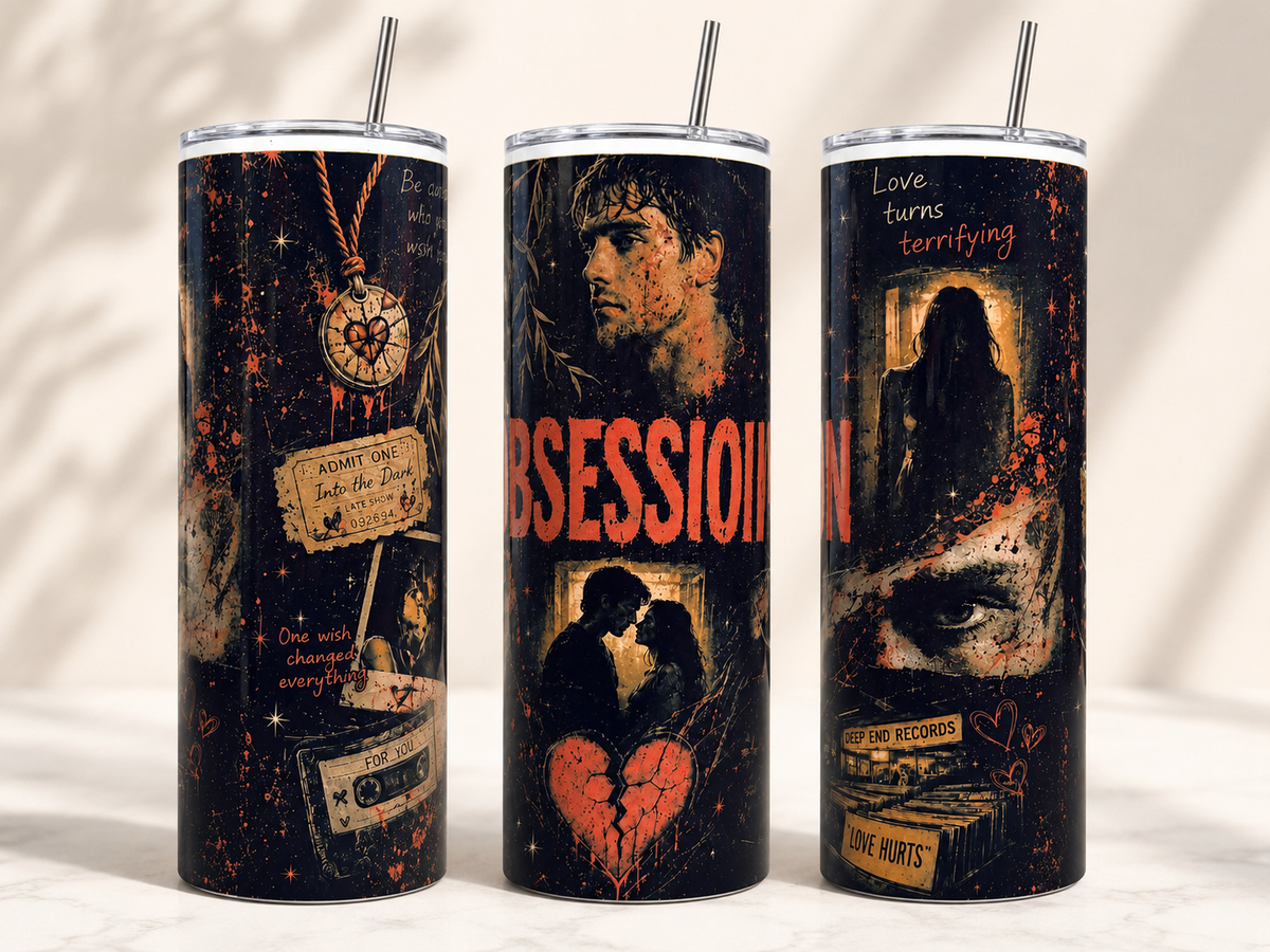 Obsession-Inspired 20oz Skinny Tumbler | Dark Romance Horror Cup (Handmade)