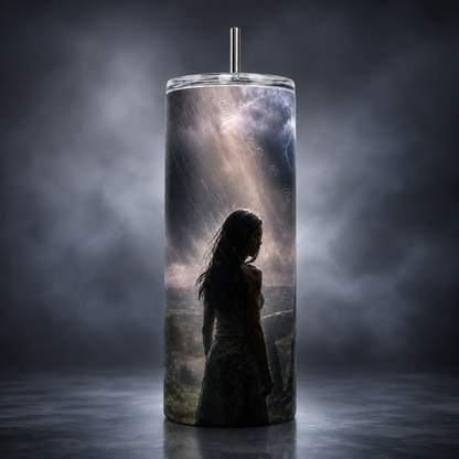 Rain Down on Me 20oz Skinny Tumbler – Dark Storm Music-Inspired Cup